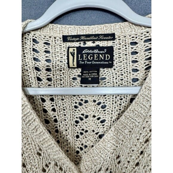 Vintage Eddie Bauer Sweater Cardigan Women’s Medium Beige Legend Knit Button 90s - Picture 2 of 5